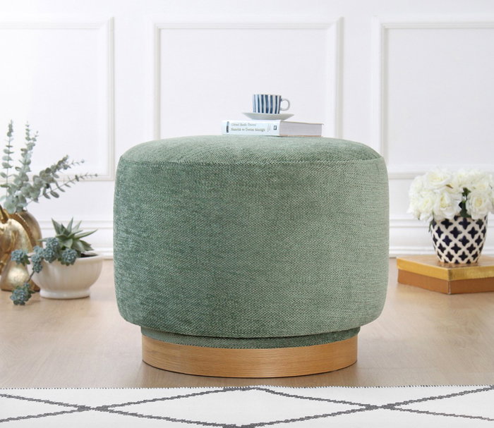 Atelier Del Sofa Puf de Algodón Verde Giratorio